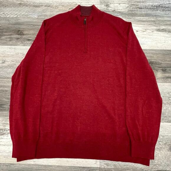 Untuckit Belguardo Mens 2XL Extra‎ Fine Merino Wool Quarter Zip Pullover Sweater - Picture 2 of 8
